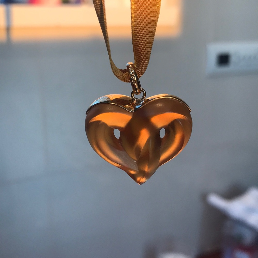 Lalique amber heart necklace